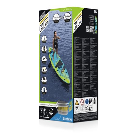 SUP-доска "Aqua Escape " 350x86x15см , насос, весло, рюкзак, лиш, сиденье, 3 плавника, упор для ног,, Bestway 65393 BW