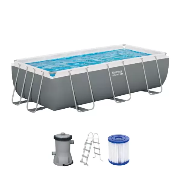 Каркасный бассейн Power Steel 404х201х100см, 6478л, фил.-насос 2006л/ч, лестница