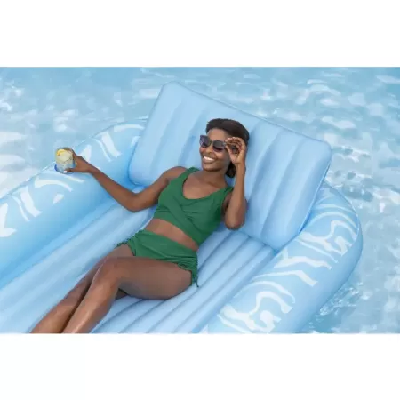 Надувной шезлонг 214х155см "Sun-Kissed Tanning Lounge" с подушкой, подстаканник, до 100 кг, Bestway 43838 BW