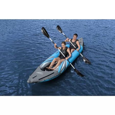 Надувная байдарка "Surge Elite X2 Kayak" 382x94х42см, алюм.весла 230см 2шт, насос 62086, до 180кг, Bestway 65144 BW