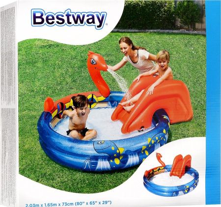 Игровой бассейн 203х165х73см "Викинги" с разбрызгивателем и горкой, 243л, Bestway 53033 BW