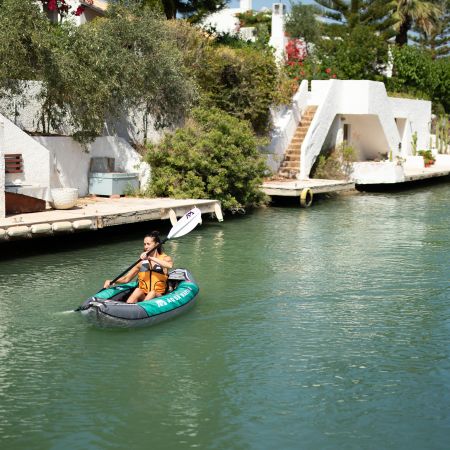 Надувной каяк "Laxo-285" 285x90см, весло, сиденье, киль, сумка, до 110кг, Aqua Marina LA-285