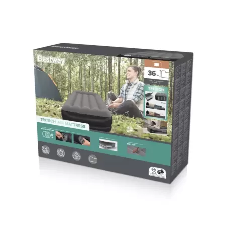 Надувная кровать 191х97х36см с подголовником, встр.насос USB 5В, до 150кг, Bestway 671BT BW