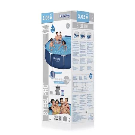 Каркасный бассейн Steel Pro 305х76см, 4678л, фил.-насос 1249л/ч, Bestway 56679 BW