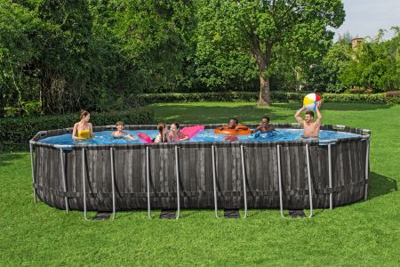 Каркасный бассейн Power Steel 732x366x1.32см, 28068 л, фил.-нас. 9463 л\ч, лестн, тент, попл.-доз, Bestway 561ES BW