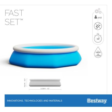 Бассейн Fast Set 305х76см, 3800л, фил.-насос 1249л/ч, Bestway 57270 BW