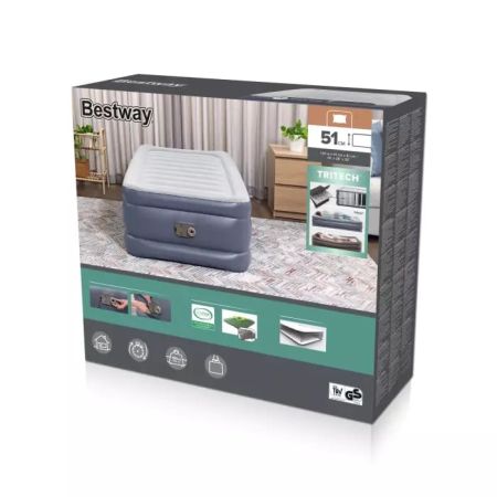 Надувная кровать 97х191х51см "Tritech Air" встр.нас. 220В, до 150кг, Bestway 6713G BW