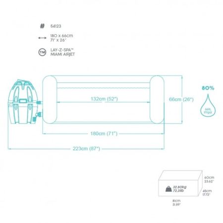 СПА-бассейн 132/180х66см "Miami AirJet" 669л, круглый, аэромассаж, Bestway 54123 BW