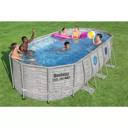 Каркасный бассейн Power Steel 549х274х122см, "Камень" 13430л, фил.-нас 5678л/ч, лестн, тент, Bestway 56716 BW