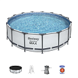 Каркасный бассейн Steel Pro Max 457х122см, 16015л, фил.-насос 3028л/ч, лестница, тент, Bestway 56438 BW