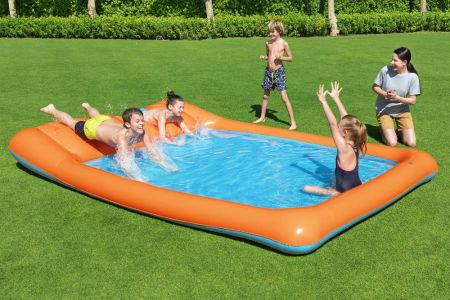 Игровой бассейн 341x213x38см "Скользящий Всплеск" с разбрызгивателем и горкой, 602л, от 2 лет, Bestway 53080 BW
