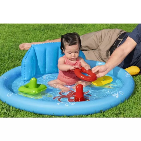 Детский надувной бассейн 115х89х76см "Морская ракушка" с навесом,  45л, от 6 мес, Bestway 52568 BW
