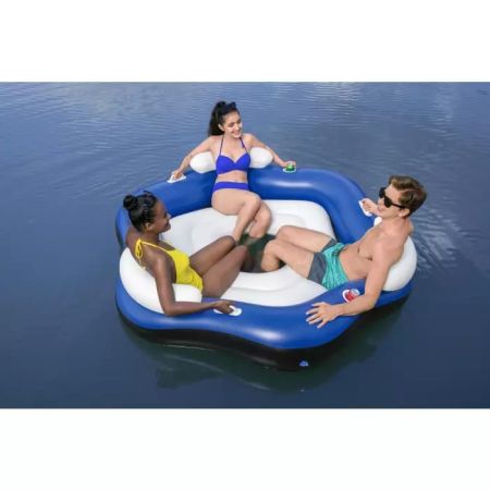 Надувной матрас-остров для плавания 199х176см (191х173х41см) для троих, с ручками и подстаканниками, Bestway 43111 BW