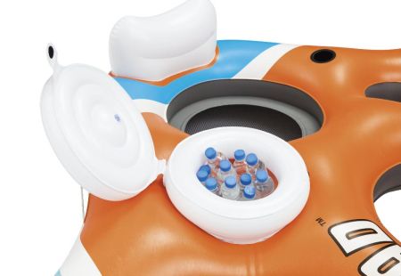 Надувной матрас-остров для плавания 257см "Rapid Rider Quad" для четверых, с подстаканником и холоди, Bestway 43115 BW