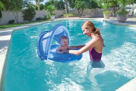 Надувные водные ходунки 80х85см с тентом, 1-2 лет, 2 цвета, Bestway 34091 BW