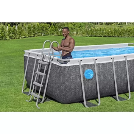 Каркасный прямоугольный бассейн Power Steel 488х244х122см, 11532л, фил.насос 3028л/ч, лестница, тент, Bestway 561MB BW