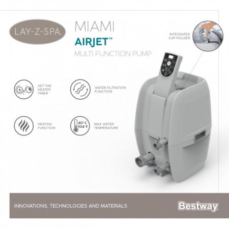 СПА-бассейн 132/180х66см "Miami AirJet" 669л, круглый, аэромассаж, Bestway 60001 BW