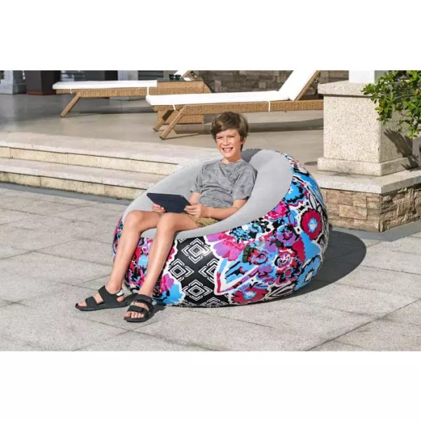 Надувное кресло 112x112x66см "Inflate-A-Chair Floral", Bestway 75111 BW