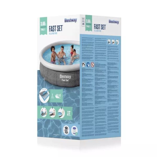 Бассейн Fast Set 366х76см, 5377л, фил.-насос 1249л/ч, Bestway 57445 BW