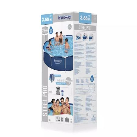 Каркасный бассейн Steel Pro 366х76см, 6473л, фил.-насос 1249л/ч, Bestway 56681 BW