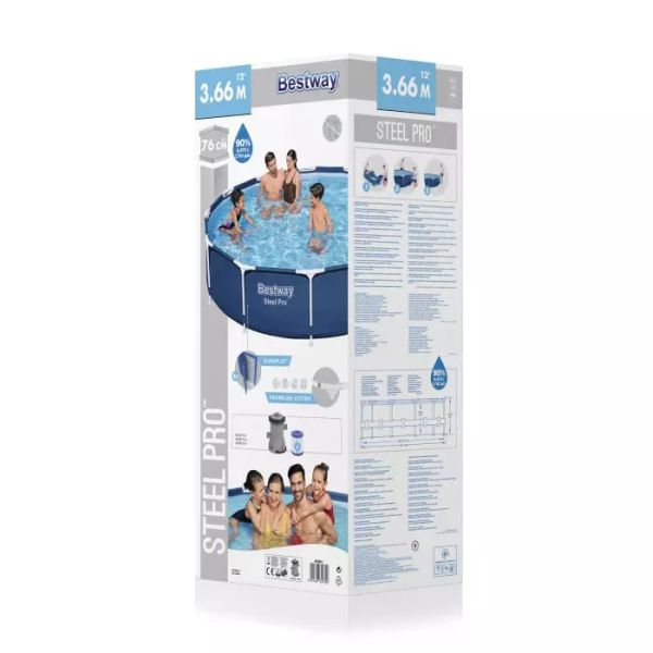Каркасный бассейн Steel Pro 366х76см, 6473л, фил.-насос 1249л/ч, Bestway 56681 BW