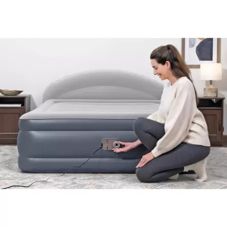Надувная кровать 229х152х84см со спинкой, встр.насос 220В, до 300кг, Bestway 671BD BW