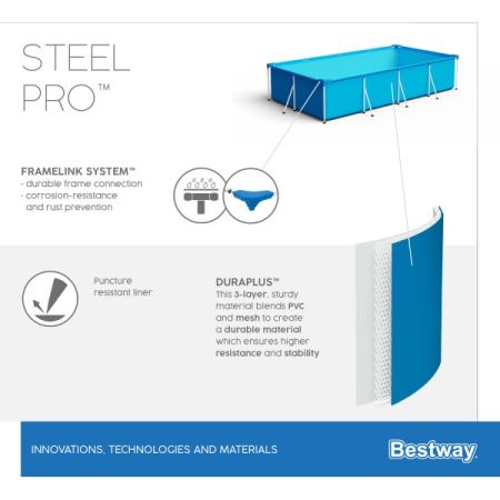 Каркасный бассейн Steel Pro 259х170х61см, 2300л, Bestway 56403 BW
