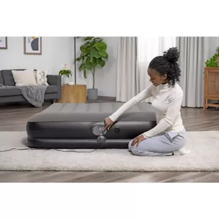 Надувная кровать 203х152х36см с подголовником, встр.насос USB 5В, до 300кг, Bestway 671BU BW