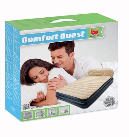 Надувная кровать 152х226х74см "Soft-Back Elevated" встр.нас. 220В, до 300кг, Bestway 67483 BW
