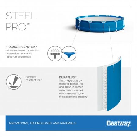 Каркасный бассейн Steel Pro 305х76см, 4678л, Bestway 56677 BW