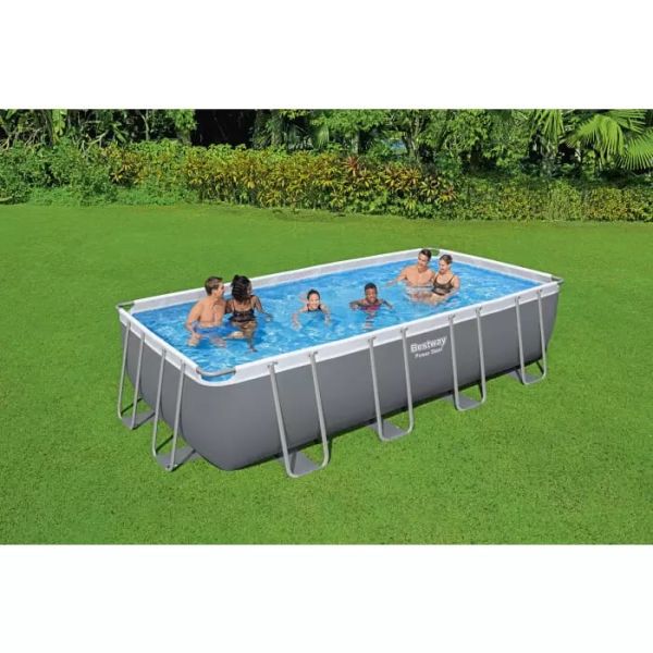 Каркасный бассейн Power Steel 549х274х122см, 14812л, песч.фил.-нас. 5678/ч, лестн., тент, Bestway 56466 BW