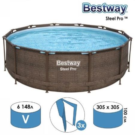 Каркасный бассейн 305х100см,"Ротанг", 6148л, Bestway 5617P BW