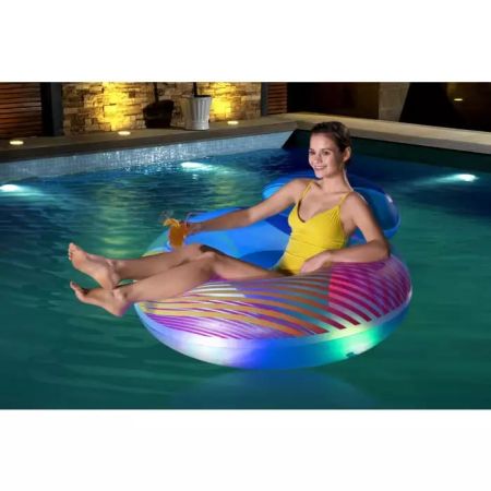 Надувной круг 118х117см, светодиодный с подстаканником, Bestway 43252 BW