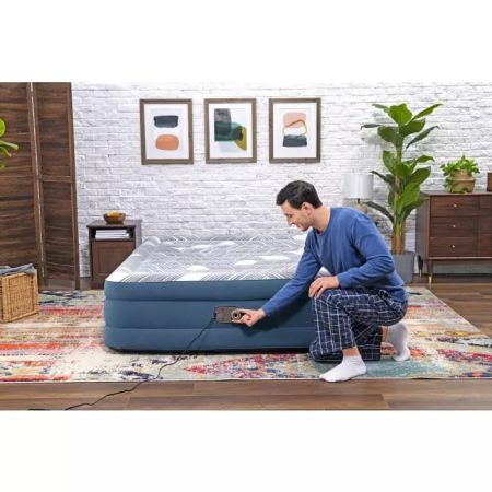 Надувная кровать 152х203х46см "Tritech Fashion Flock" встр. эл.насос 220В, до 300кг, Bestway 6713C BW