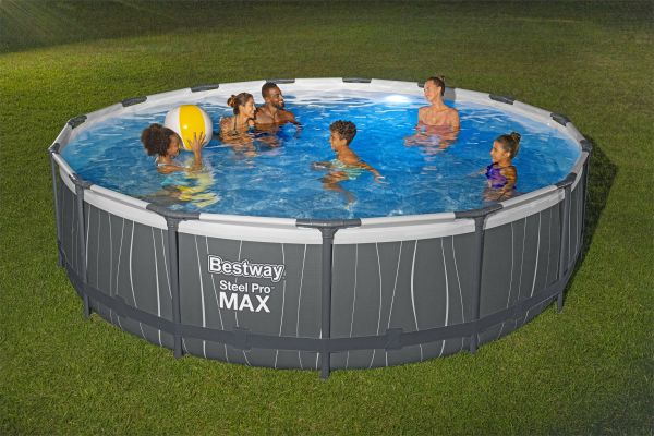 Каркасный бассейн Steel Pro Max 457x107 см, 14970 л, фил.-нас. 3028 л\ч, лестн, тент, подсветка, Bestway 561GD BW