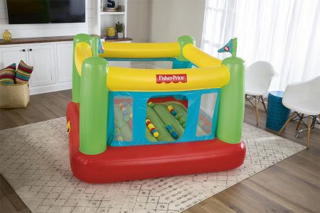 Игровой центр-батут 175х173х135см "Fisher Price" с мячами (50шт), встр.нас. 220В, до 85кг, от 3 лет, Bestway 93532 BW